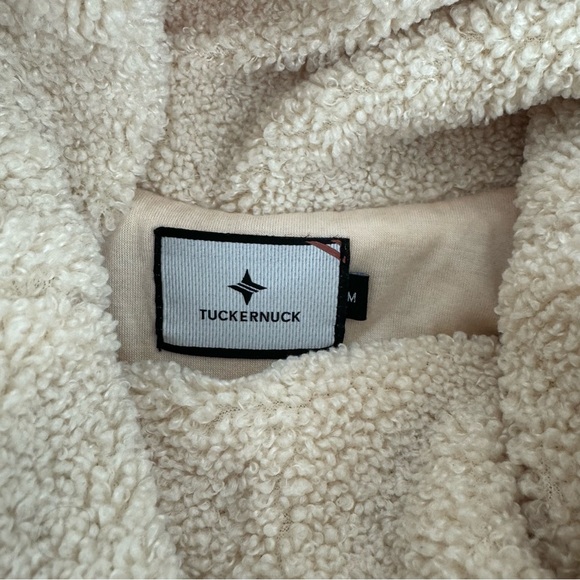 Tuckernuck Pullover Sweater Size M Cream Teddy Fleece Rollins Funnel Neck Boxy - Picture 4 of 9